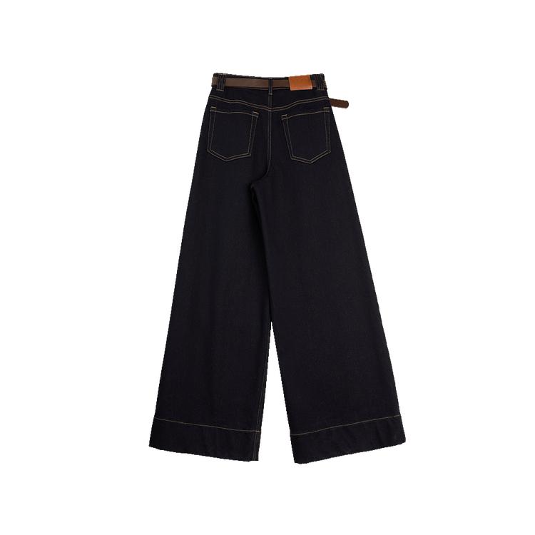 ELLE French Vintage Washed Loose Versatile Slimming Wide Leg Straight Leg Jeans Comfortable Casual Pants Women Bottoms L8WQW608