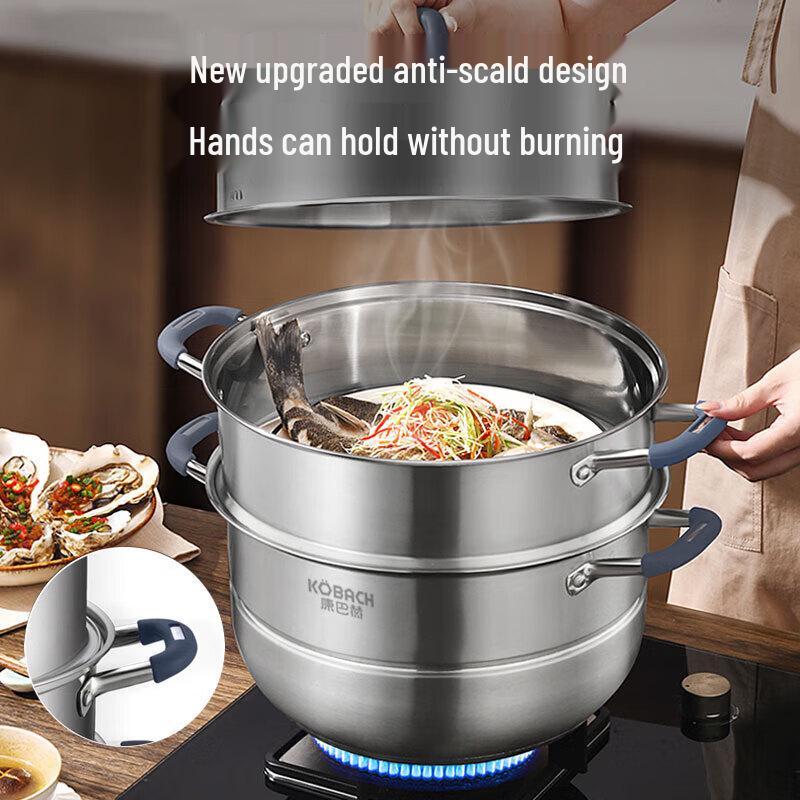 KOBACH 304 Edelstahl 3-Lagen Dampfgarer & Kochtopf, 30cm