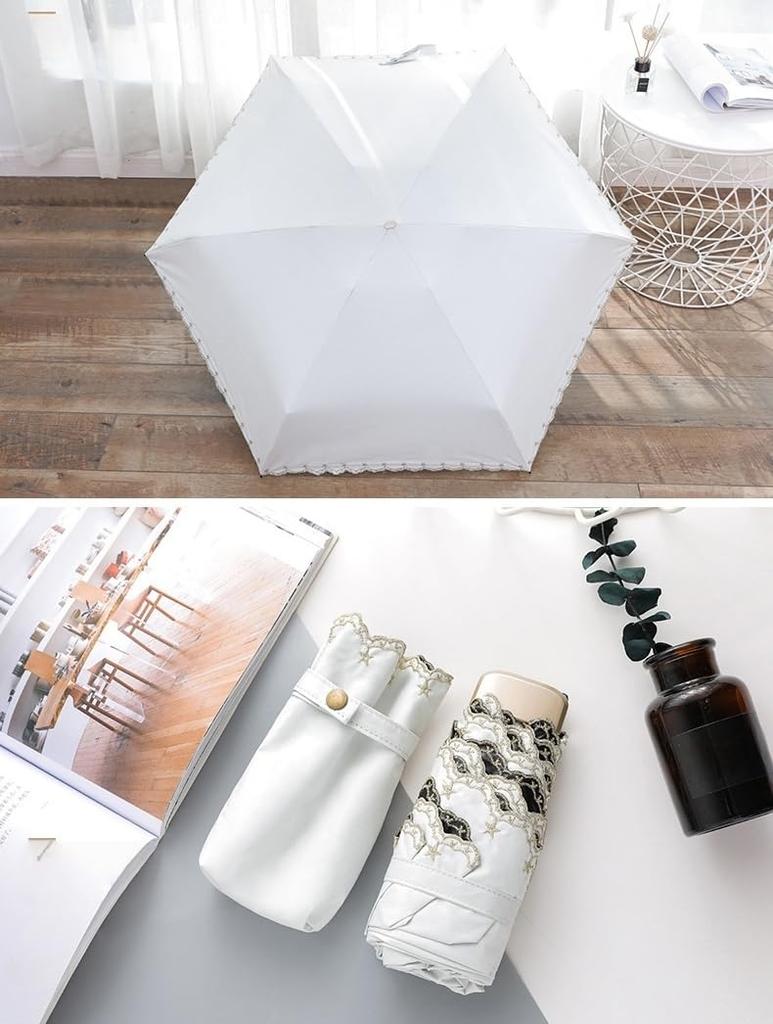 Folding Full Suitable for Sun and UV Super Sun Floral Star Embroidery Portable Parasol, Blackout, Rain, Lightweight, Protection, Water-Repellent,