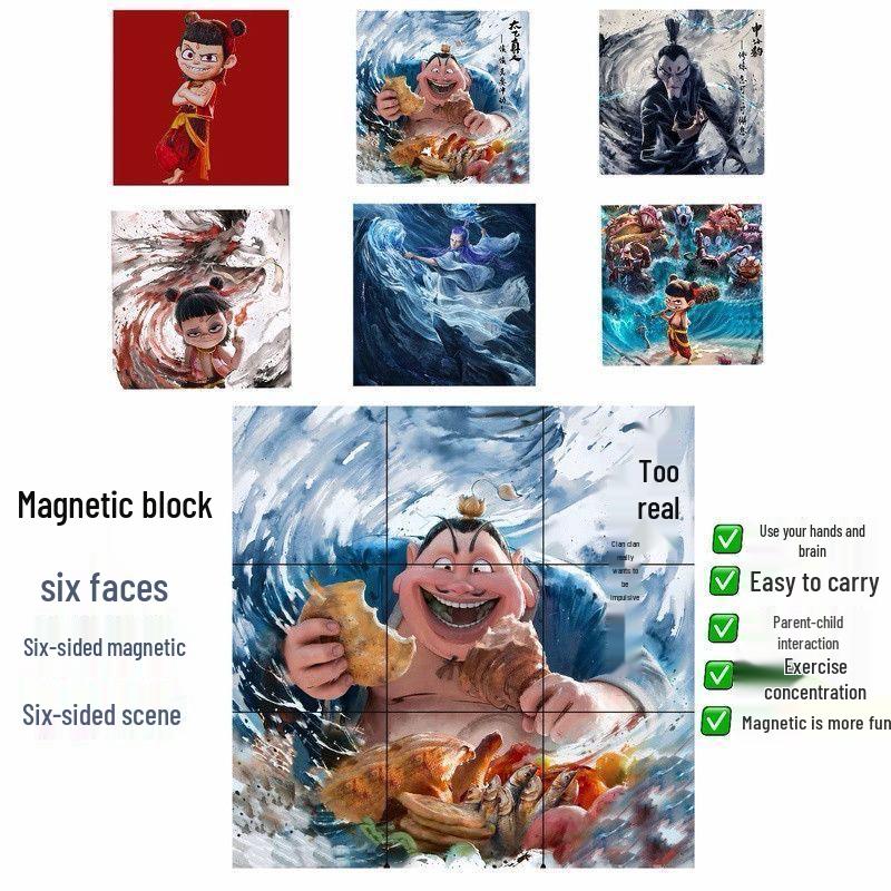 Pull-String Face-Changing Nezha Doll Keychain Toy for Kids