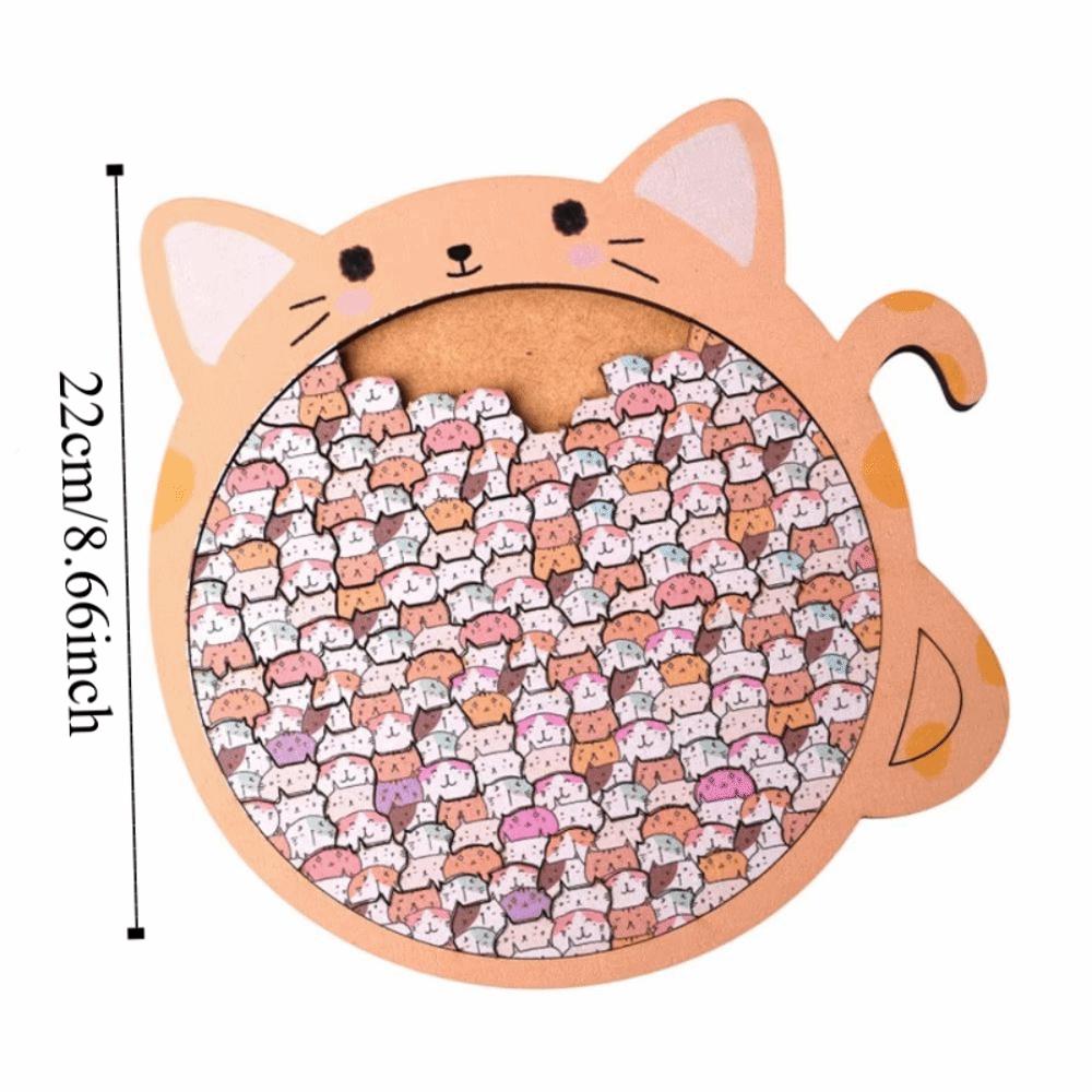 Big Mouth Cat Jigsaw Irregular Cat-Shaped Puzzle Creative Wooden Puzzle Children Toys