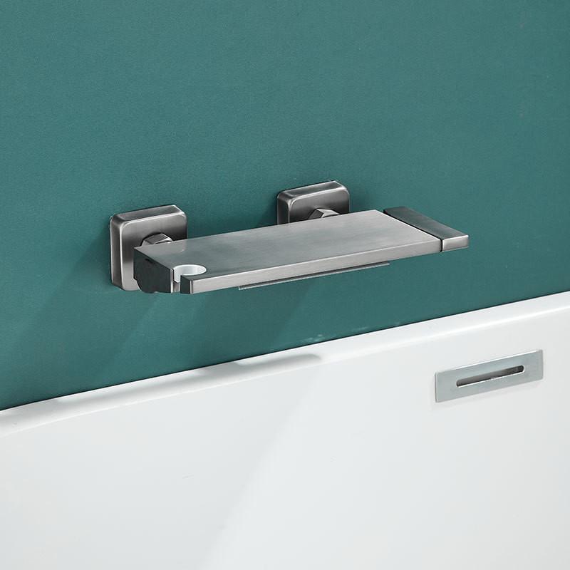 Tuqiu White Bath and Shower Faucet Set Wall Mounted Brass Gray Waterfall Bathtub and Shower Mixer Black Bathroom Taps Brass