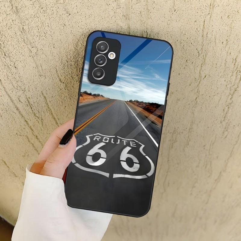 

Route 66 Phone Case For Samsung S30 S23 S22 S21 S20 Fe S10 E S9 Note 20 10 Pro Ultra Plus 5G Glass Cover Samsung S9