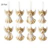 8 pcs 2D Flat Christmas Hanging Ornament Wooden Xmas Decoration  Holiday Party