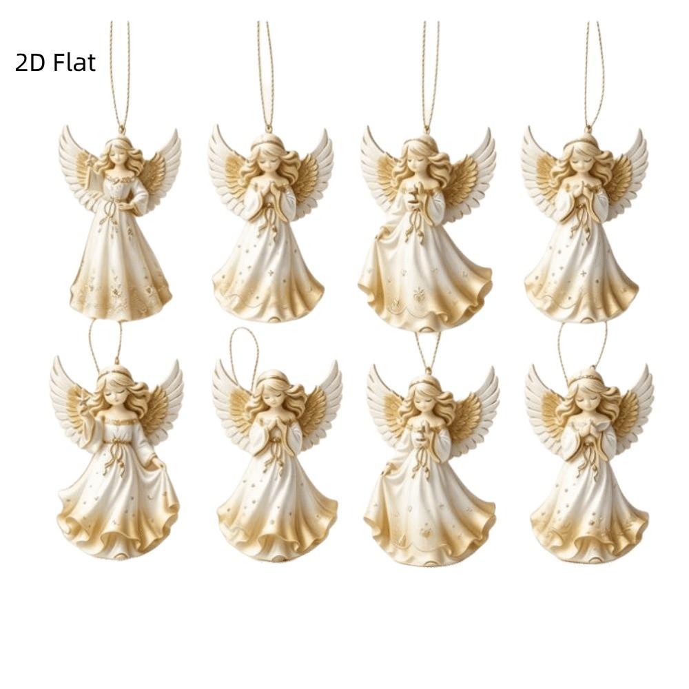 8 pcs 2D Flat Christmas Hanging Ornament Wooden Xmas Decoration Holiday Party
