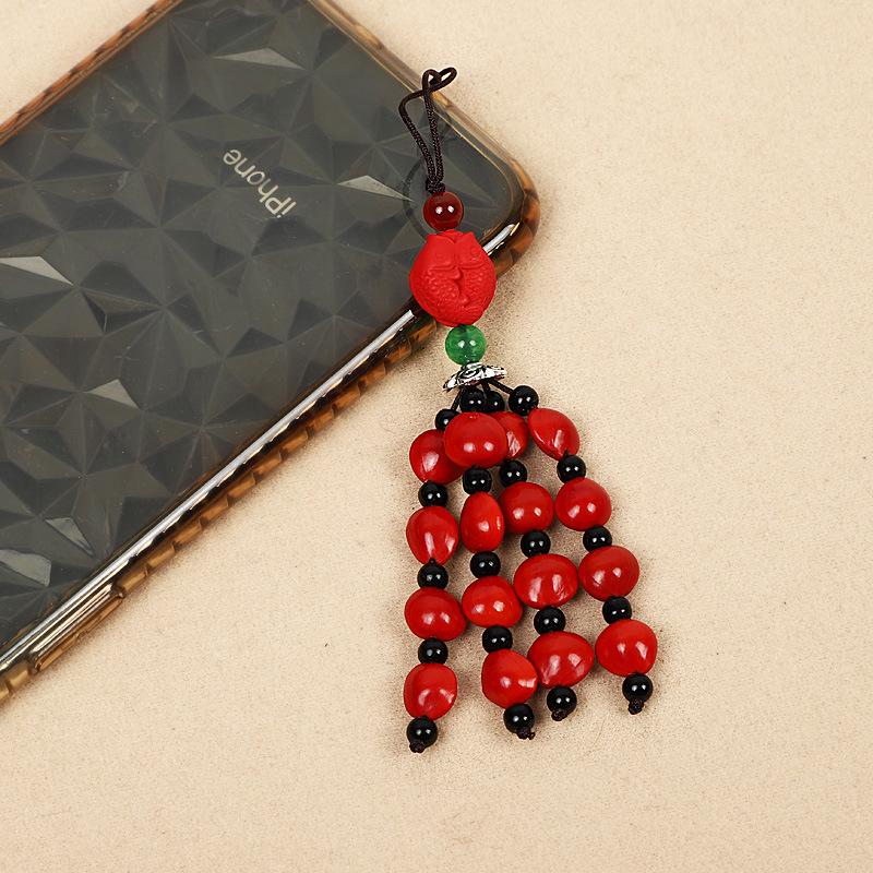 Red Beans & Acacia Bean Bodhi Phone and USB Drive Pendants, Zodiac-Themed Gifts