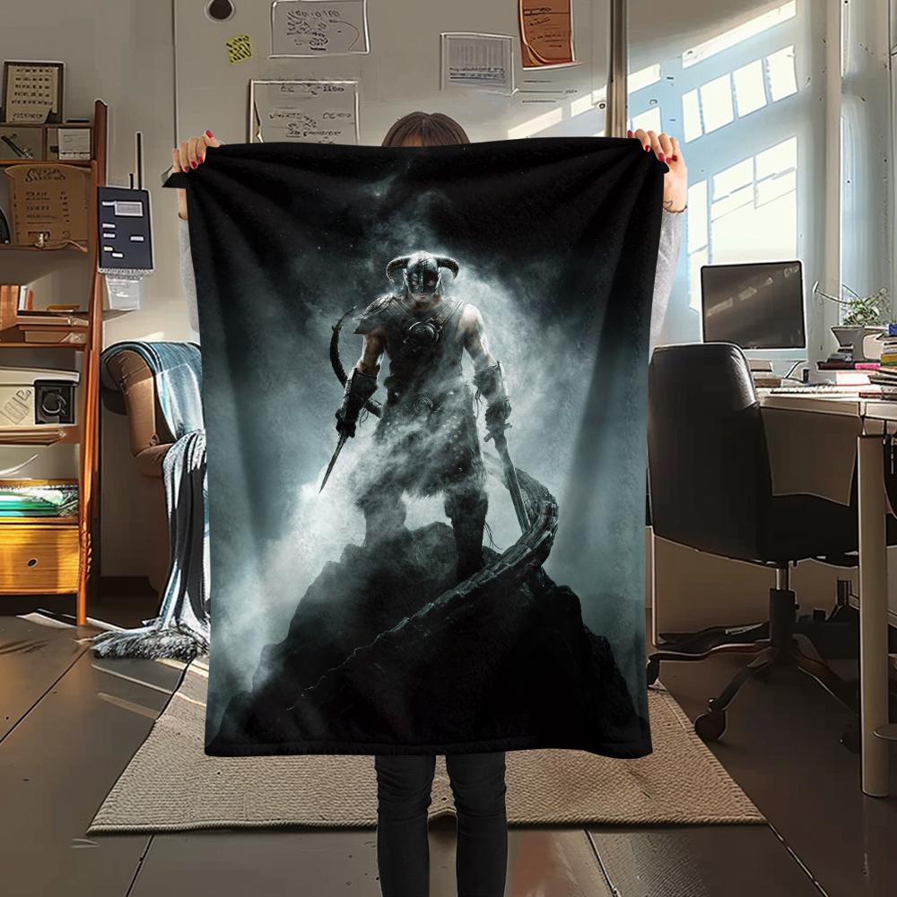 1 szt. Koc Flanelowy z Nadrukiem Skyrim, Wysoka jakość, Wygodny na Wszystkie Pory Roku, Wystrój Domu, Ciepło i Komfort, Idealny na Prezenty Świąteczne167