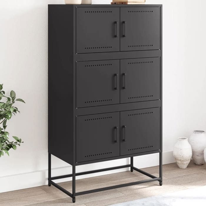 VidaXL Buffet noir 68,5x38,5x123,5 cm acier, armoire, armoire latérale, armoire de rangement, armoire, placard, buffet haut, 846488