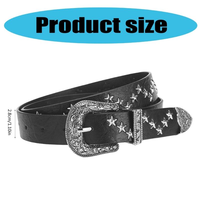 Elegant PU Belt With Star Embellishments Trendy Soft Belt With Adjustable Accessory for Dress or Jeans