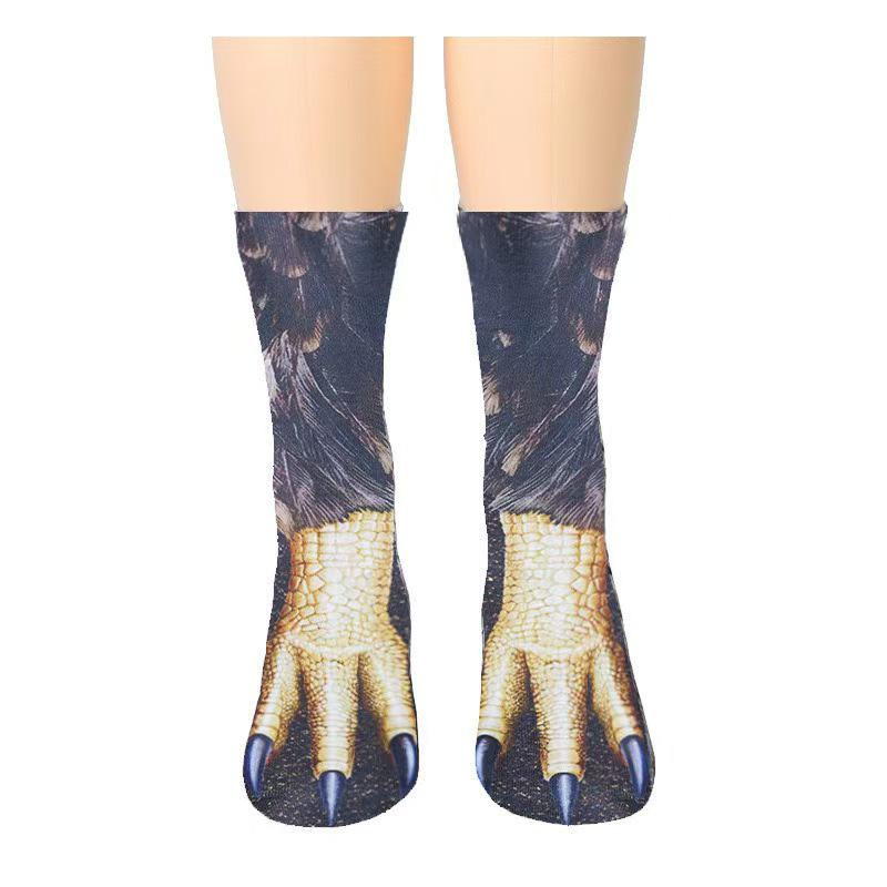 

3D носки со следами лап животных: Смешной дизайн с кошкой и собакой для взрослых 24CM Double-sided Print