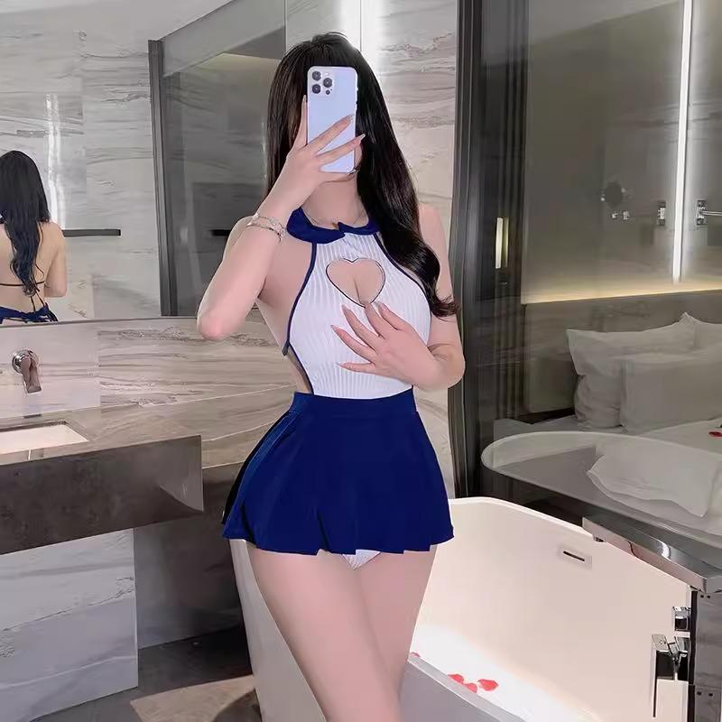 Sexy lingerie sexy leaking back short skirt sailor uniform seduction campus breast exposed role-playing suit small breasts show big