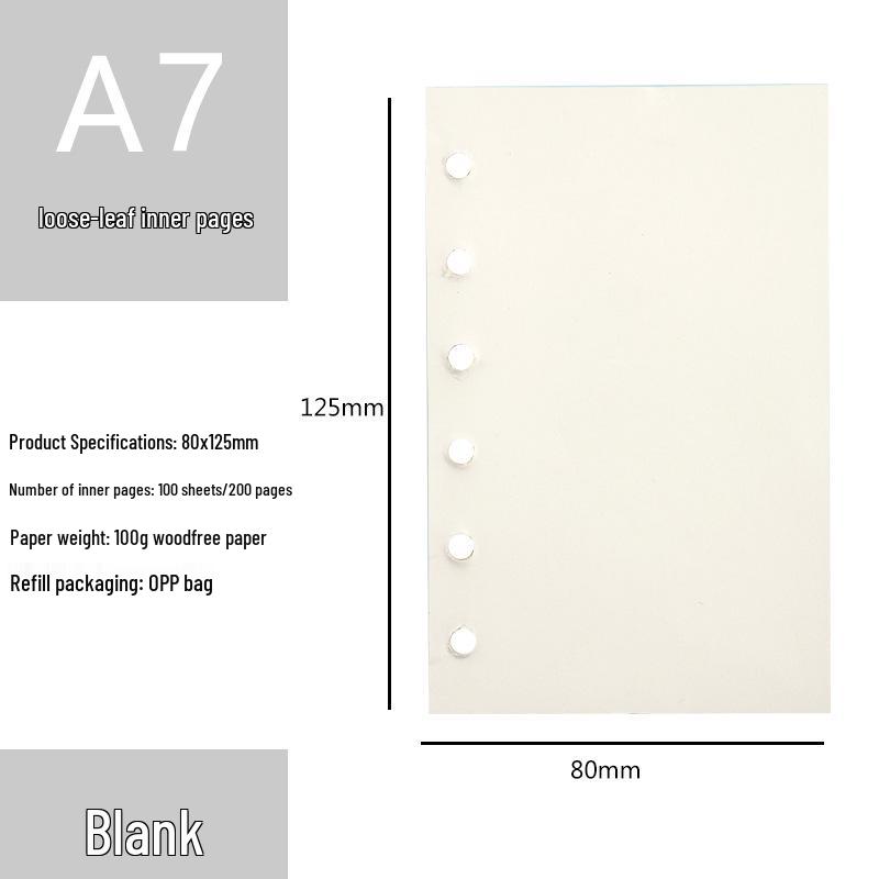 6-Hole A7 Refill Pages for Loose-Leaf Binders: Lined, Grid, Blank for Financial Management & Planning