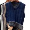 Men S Thick Fleece Lined Sleeveless V Neck Knit Sweater Vest