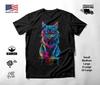Cat Portrait Neon Graphic T-Shirt Black Unisex S-2XL