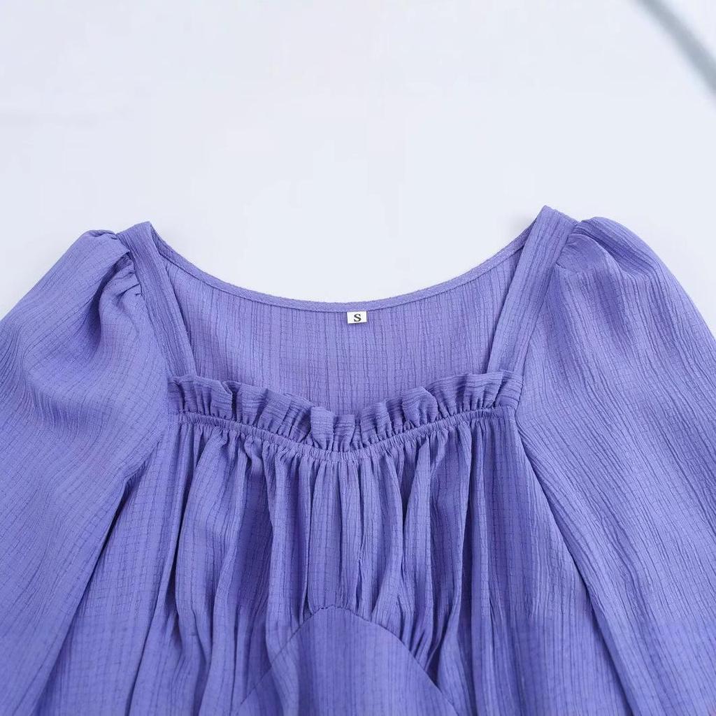 Rochie casual texturată cu mâneci lungi pentru femei, stil european și american, de primăvară 2025