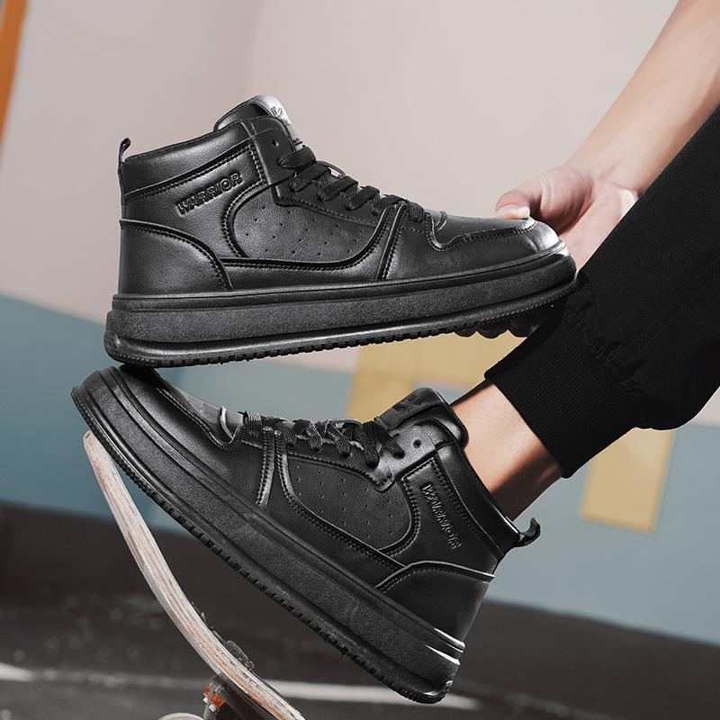 Warrior Fashion Casual Trend Classic Daily Commuting High-Top Skate Shoes Men sneakers Black WXP(WZ)-228804G