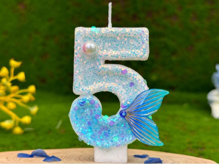 Mermaid Tail Digital Birthday Candles for Cake Decoration and Party DIY