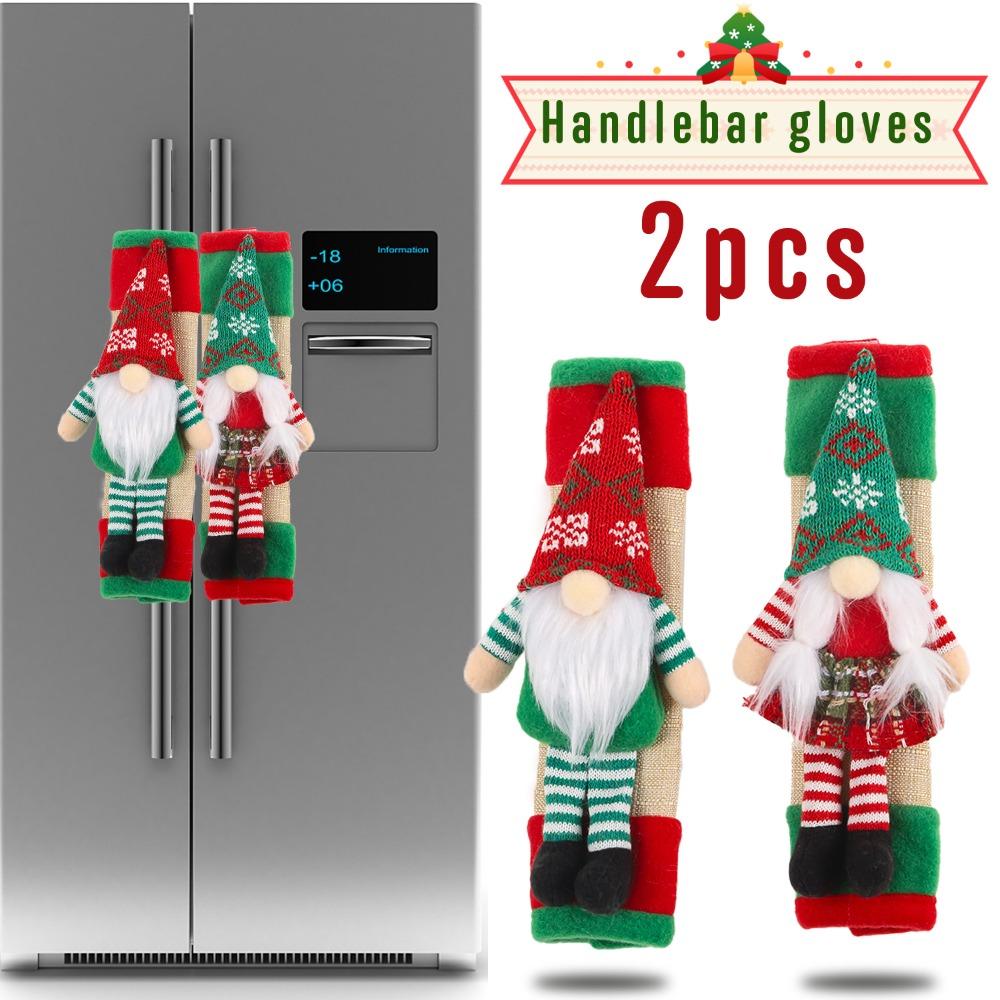 

2pcs/set Faceless Doll Christmas Refrigerator Handle Cover Handlebar Gloves Christmas
