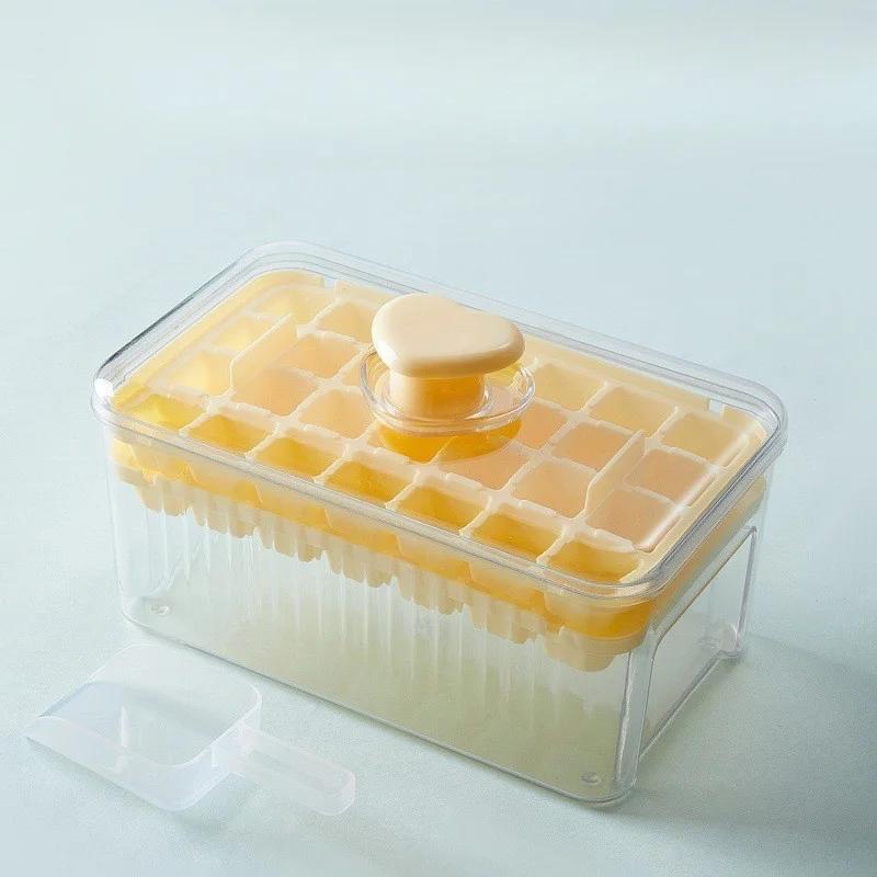 Ice Box with Ice Scoop Creative One-button Press-type Easy Release High-color Ice Box Ice Cube Mold for Chilling Whiskey DIY