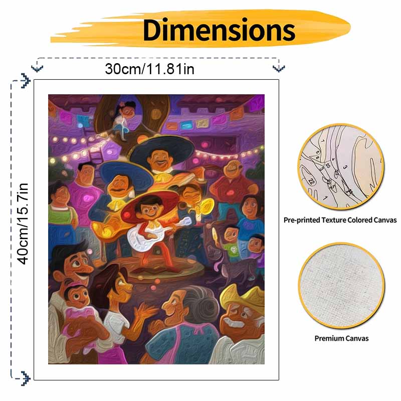 Disney Coco Mariachi Band Oil Paint Digital Painting Art Kit Handmade DIY Painting Kit Home Decor