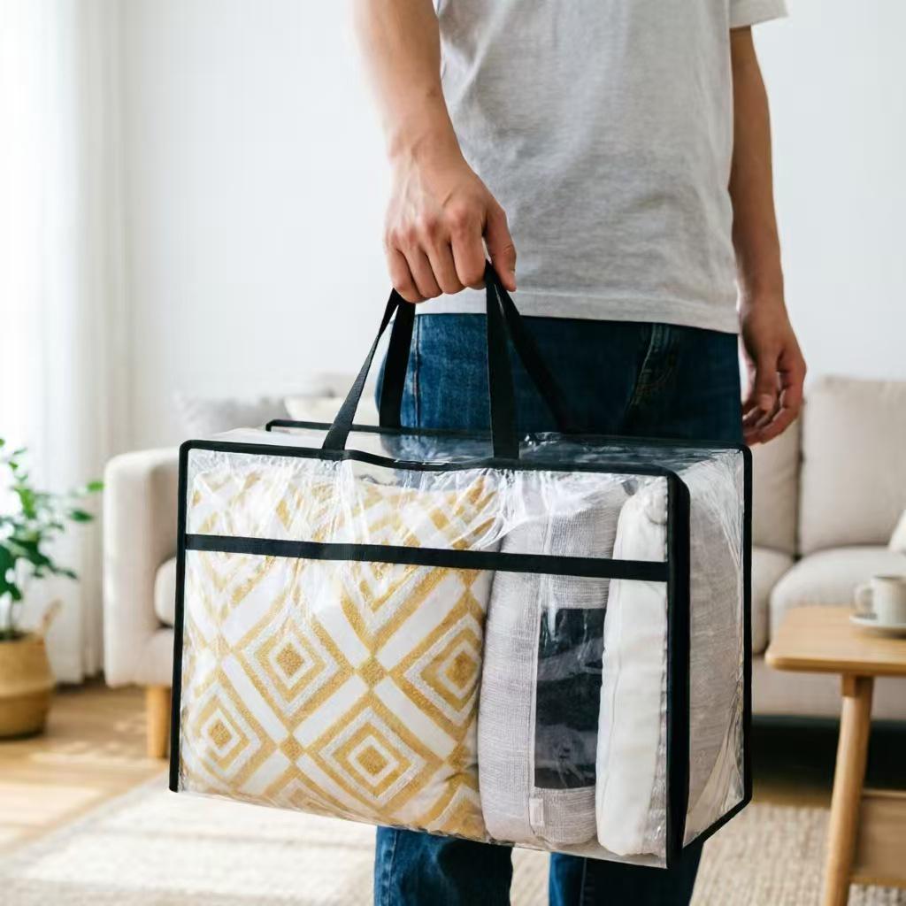 Large Capacity Transparent Waterproof Storage Bag for Clothes and Quilts