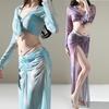 Zixuan Changqing Elegant Slim Tulle Long Skirt Swimsuit Set with Sleeves for Women