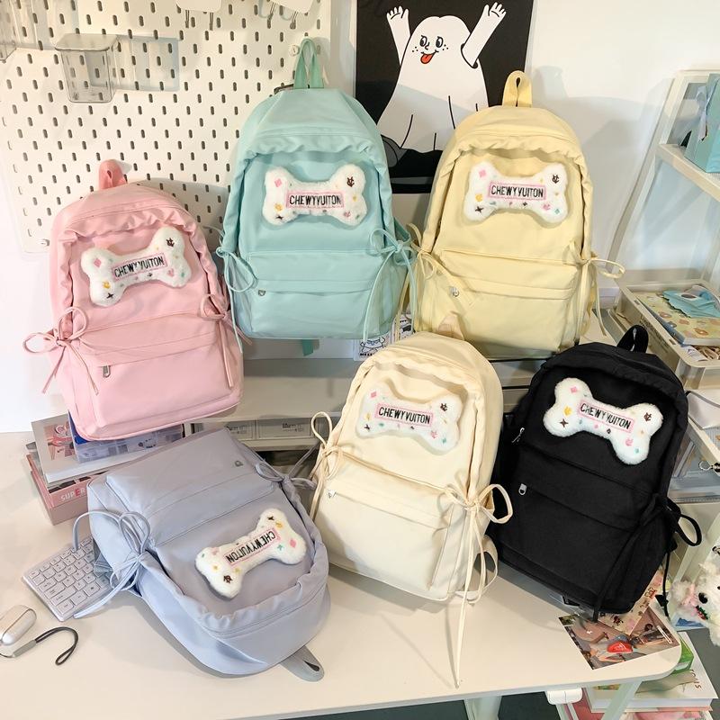 Cute girl versatile casual backpack this year popular solid color simple junior high school student schoolbag girls backpack