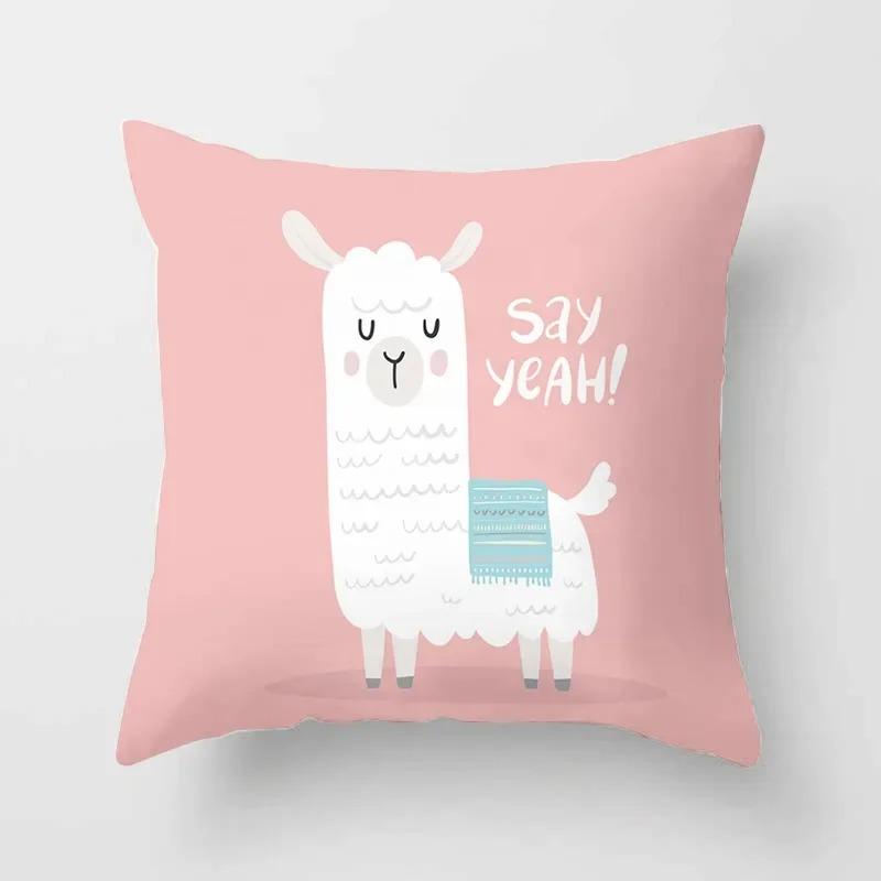 Alpaca Cartoon Cactus Study Pillowcase Office Living Room Home Pillowcase Car Ornaments