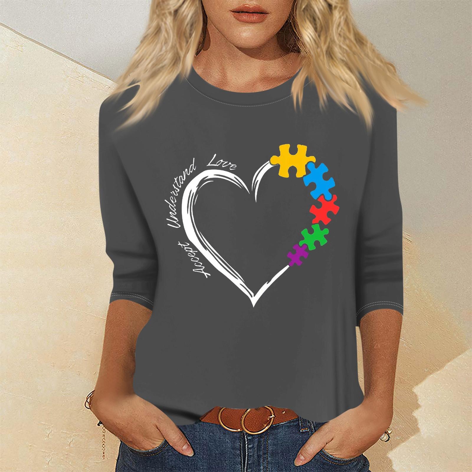 

Женская мода повседневный свитер с семью рукавами и принтом ко Дню святого Валентина L