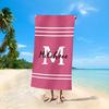 Personalized Striped Beach Towel Custom Name/Logo Oversized Microfiber Towel Summer Party Gift for Beach Swimming Bath Sports