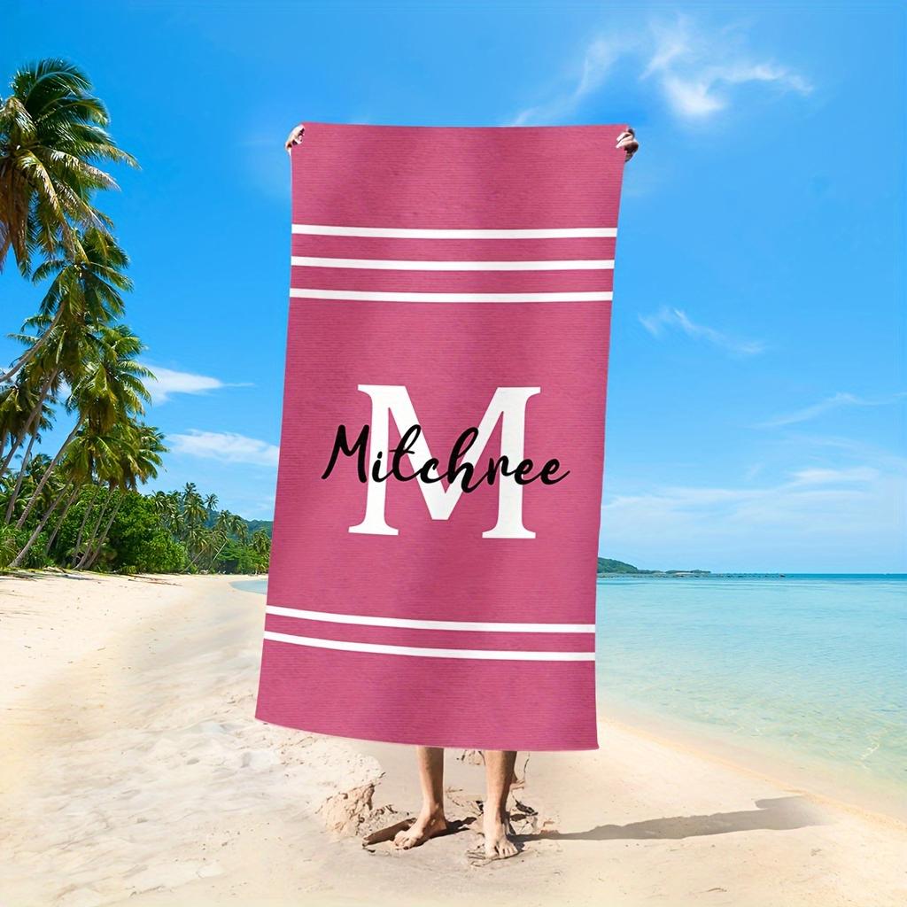 Personalized Striped Beach Towel Custom Name/Logo Oversized Microfiber Towel Summer Party Gift for Beach Swimming Bath Sports