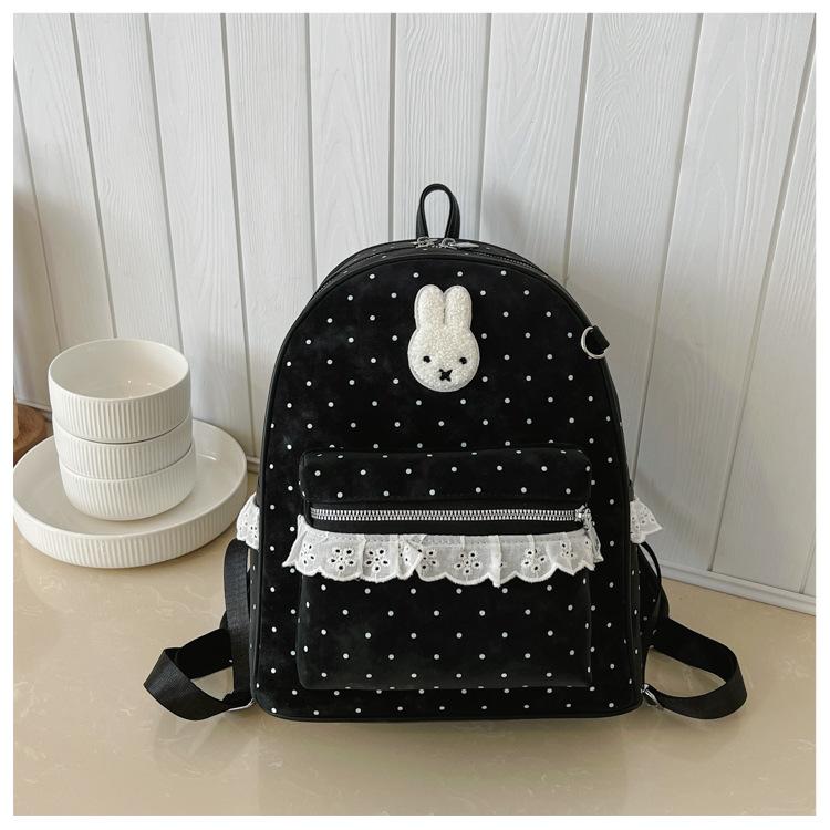 Schoolbag New Cute Cartoon Star Polka Dot Backpack Korean Versatile Plush Large-capacity Schoolbag College Girl Backpack