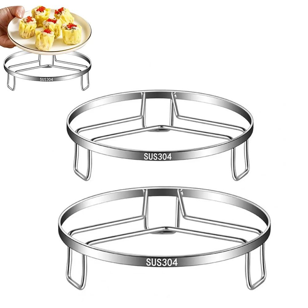 Portable Stainless Steel Steamer Rack Non-Slip Thickened Pot Rack Stackable Insulated Tripod Kitchen Cookware Stove Storage Rack
