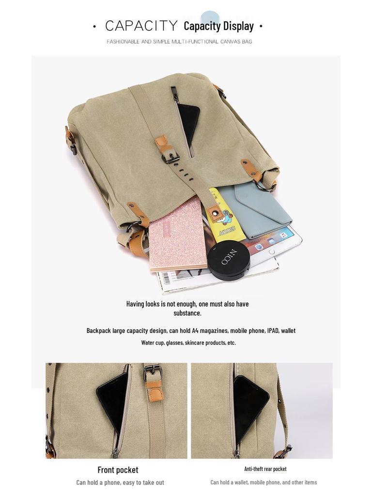 Versatile Canvas Women's Bag: Casual Shoulder, Backpack, Bucket, and Crossbody Styles.