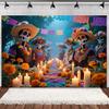 Mexican Festival Day of the Dead Colorful Backdrop Party Decorations Skeleton And Flower Wall Decor Background Photo Booth Prop