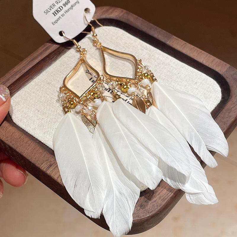 

Бохо Серьги-капли с листьями, перьями и кисточками - Этнический винтажный стиль для женщин