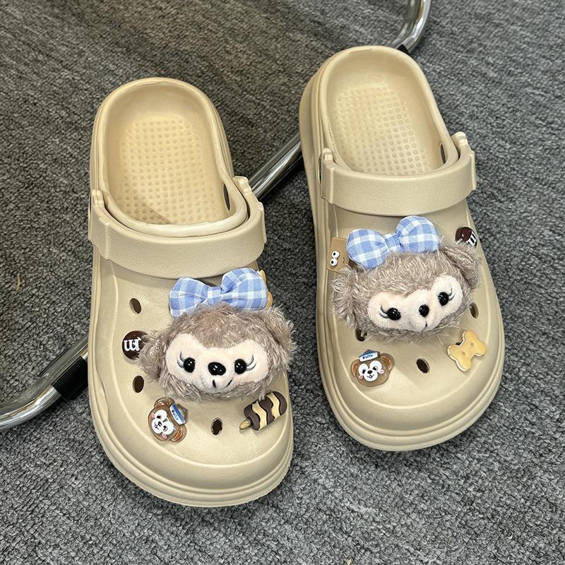 Hole Shoes, New Summer Wear, Non-slip and Deodorant Bag Head Slippers, Breathable Thick-soled Height-enhancing Cool Slippers, Women's Style