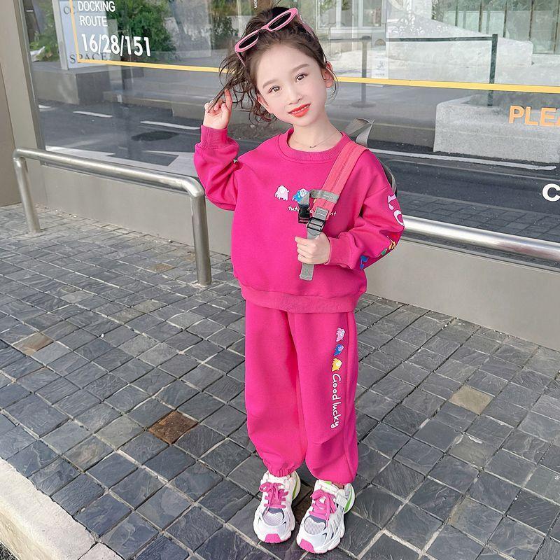 Girls Fall Spring Casual Hoodie Set Baby Stylish Sporty Two Piece Outfit Kids Fashion Autumn Clothes 90