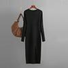 Autumn Winter Slim Full Sleeve Knit Dress Female Long Tight Bottom Package Hip Dress