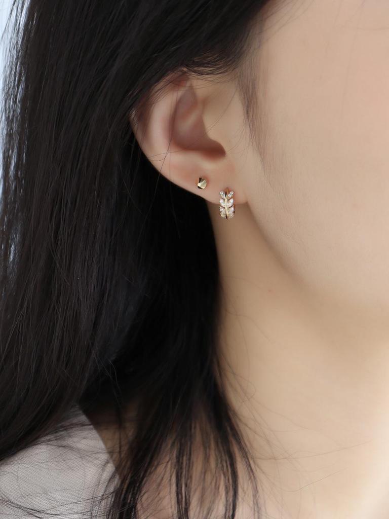 Rice Fragrance 18K Gold-Plated S925 Silver Wheat Ear Earrings - Shiny & Exquisite Women's Ear Clips
