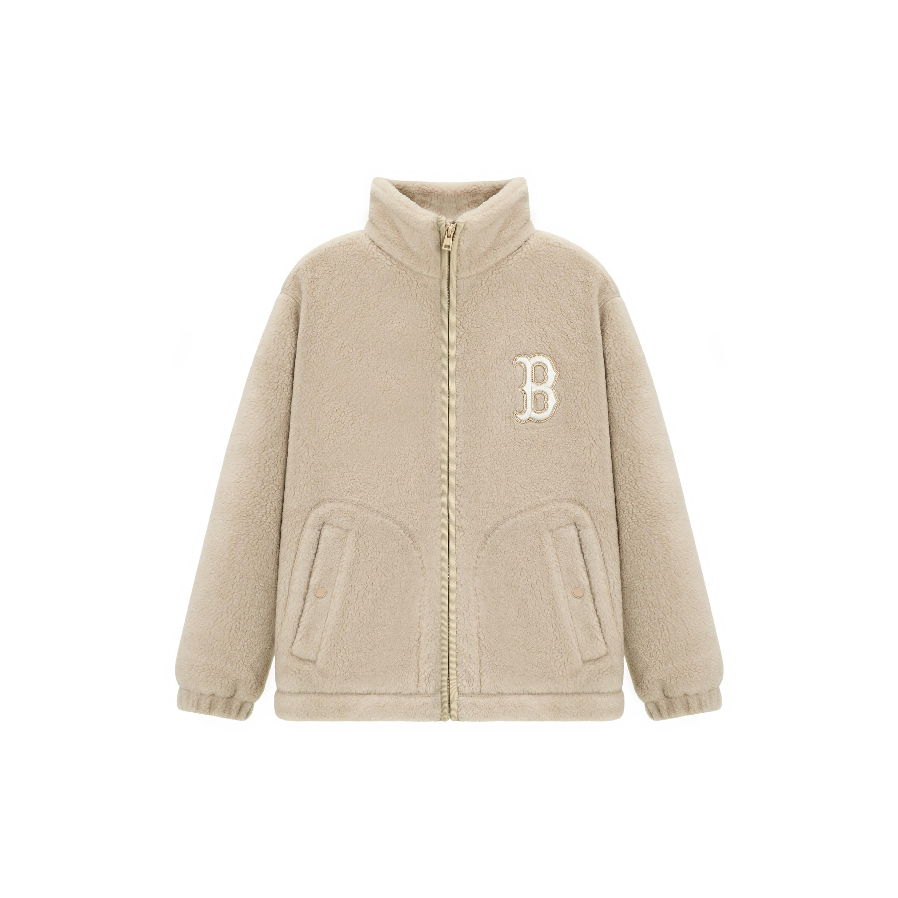 MLB Velvet Jackets Unisex Light Beige Stand Collar Moderate 3AFDB0626-43BGS S