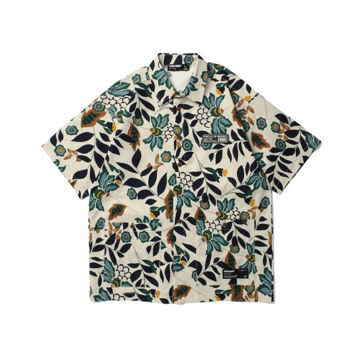 

VEGORRS Рубашка пляжная с цветочным принтом в стиле Харадзюку с коротким рукавом для пар XL