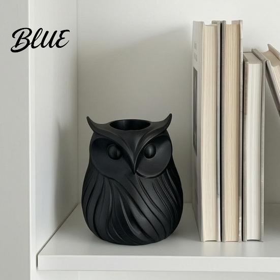 Frosted Texture Pen 1 Flower Printed Holder Owl Holder 3D 2 in Vase Decorative Desk Organizer Cute Plastic Makeup