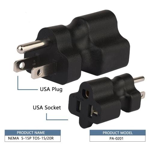 Tekit 5-15P To 5-15R & 5-20R, 15-Amp Household AC Plug To 20-Amp T-Blade Power Adapter; Nema 5-15P To 5-15R/5-20R 20-Amp Comb AC Adapter (5-15P To 5-1