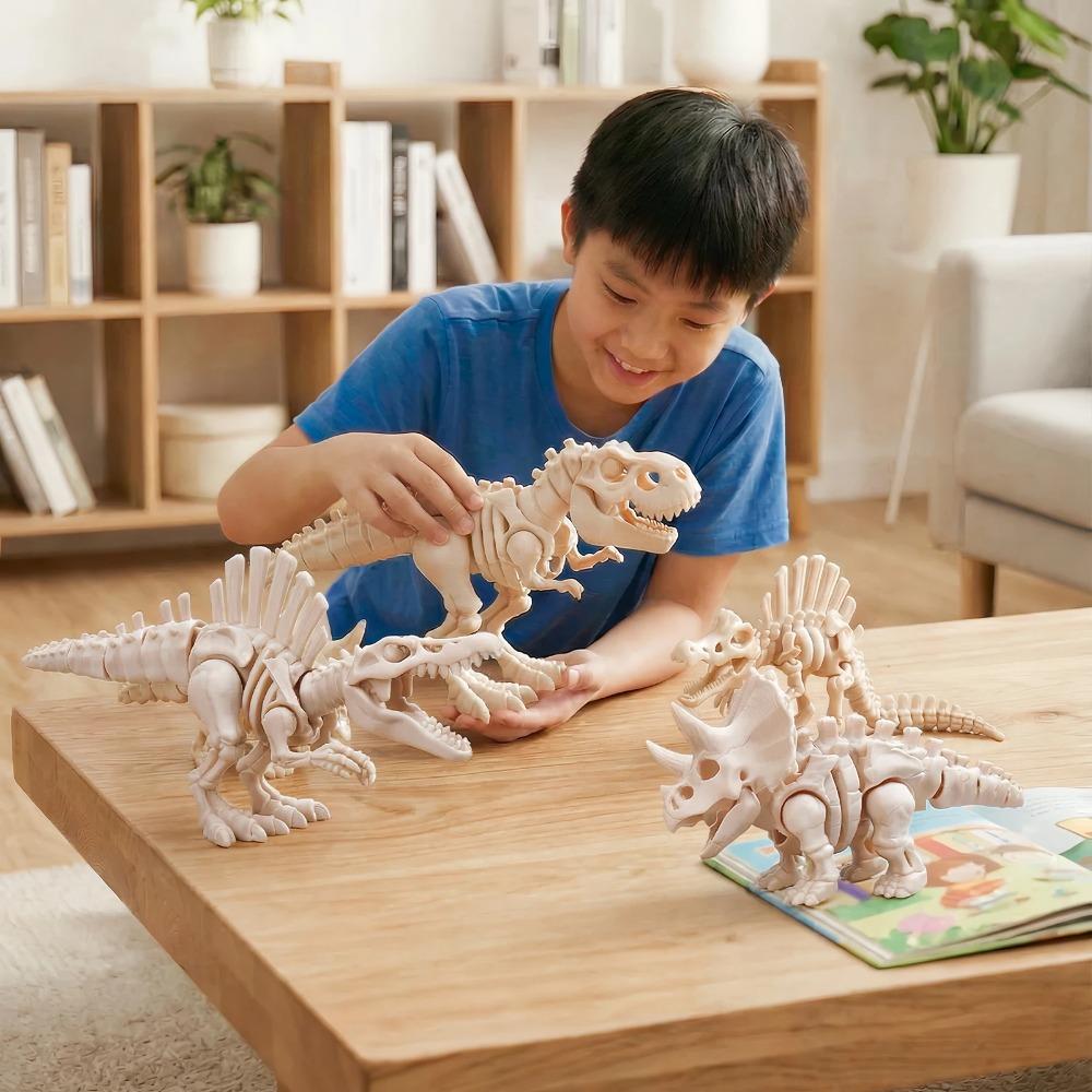 Giocattolo Dinosauro Stampato in 3D Statuetta Scheletro T-Rex Mosasaurus Preistorico da Collezione Articolato Decorazione da Scrivania per Adolescenti