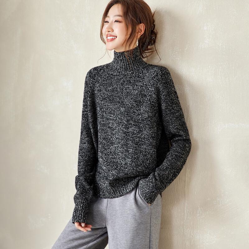 Srcr Women's Loose Fit High-Neck 100% Wool Sweater