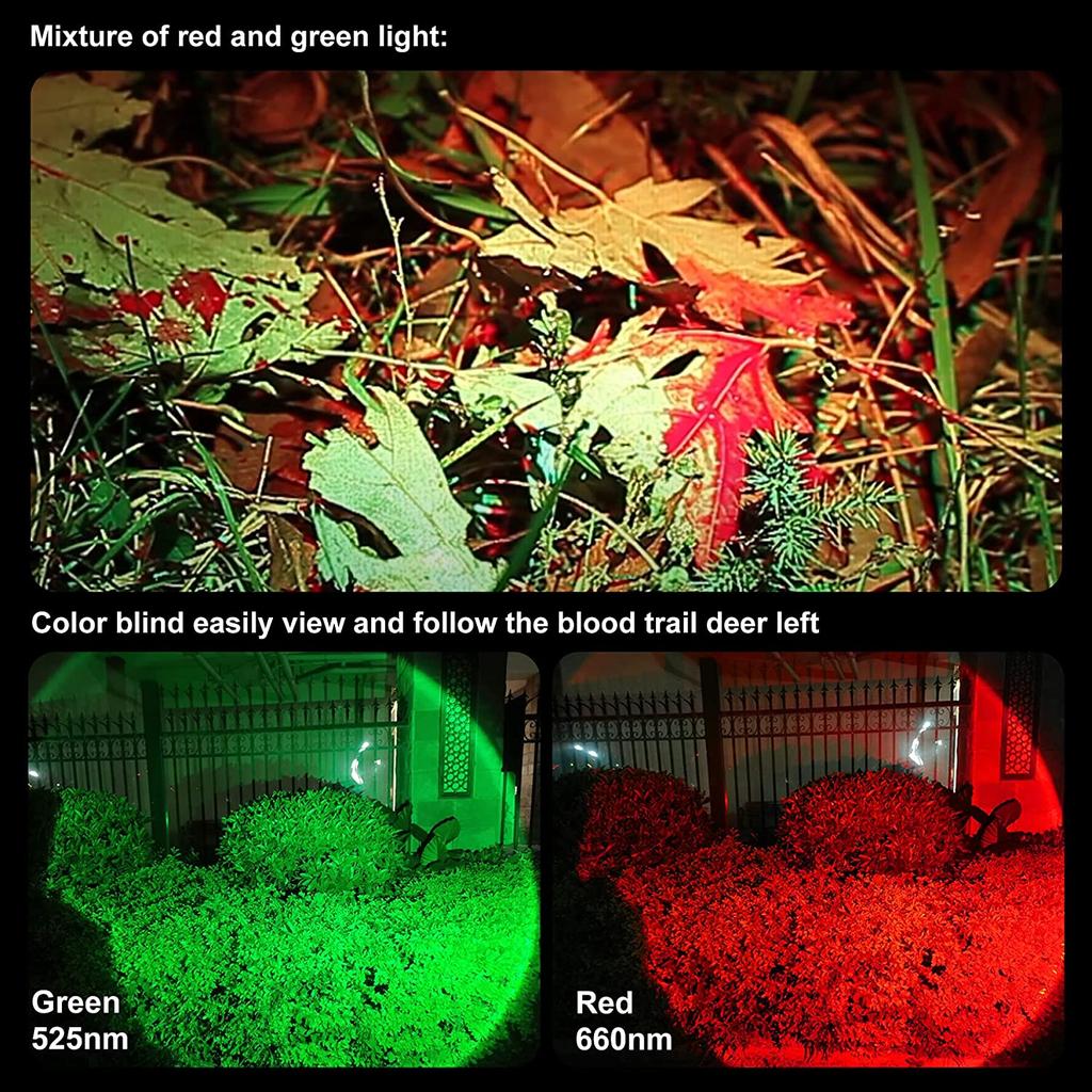 Tactical Flashlight Zoomable Red/Green/UV/White Powerful Torch USB Rechargeable Hunting Torch Professional Night Scout Lights