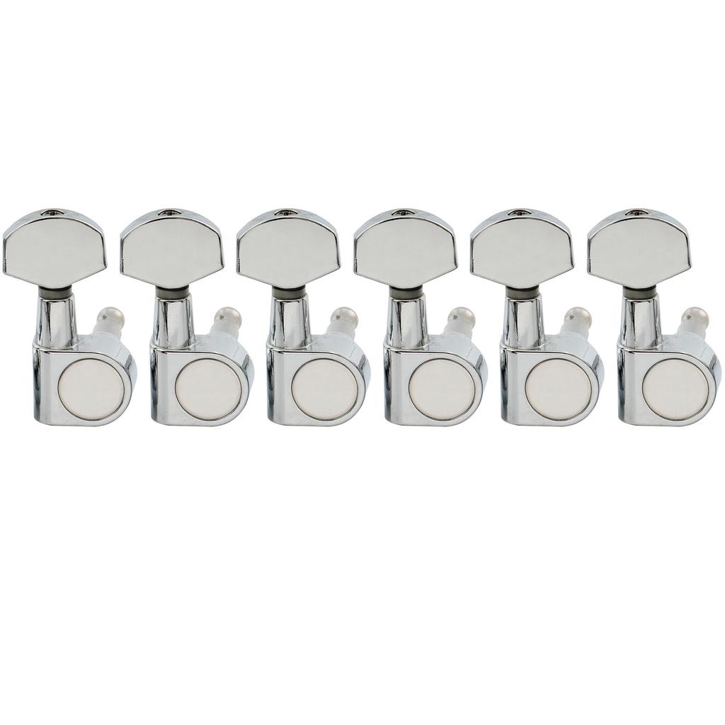 Musiclily Pro guitar for Squier electric 6-in-line 2-pin tuners, SQ, Stratocaster/Telecaster guitars, chrome.
