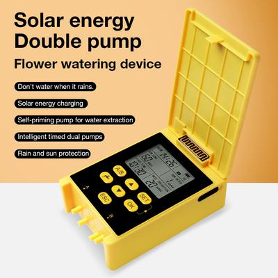 Temporizador de Riego con Energía Solar Temporizadores de Doble Bomba Kit de Sistema de Riego por Goteo Automático Sensor de Lluvia Dispositivo de Riego para Flores