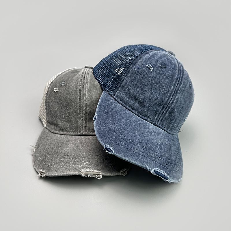 Retro Personalized Old Broken Wind Baseball Cap Men'S And Women'S Sunshade Breathable Mesh Casual Truck Hat